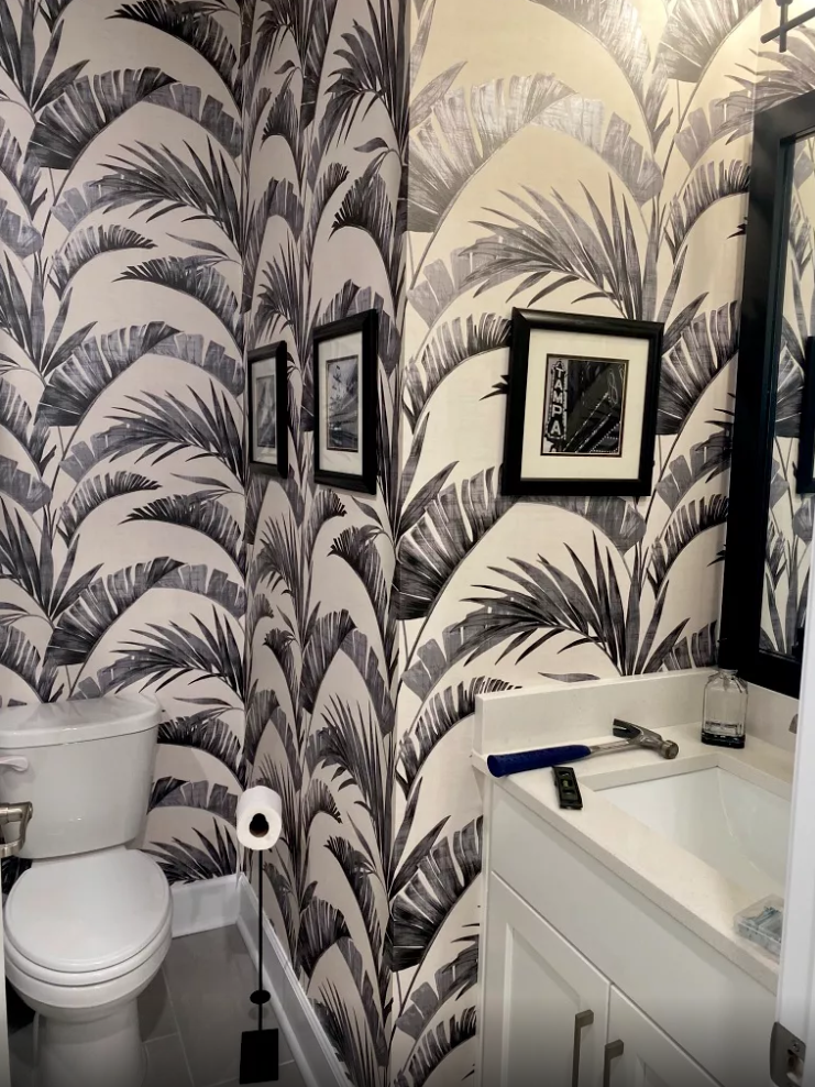 Well-designed modern room with wallcovering