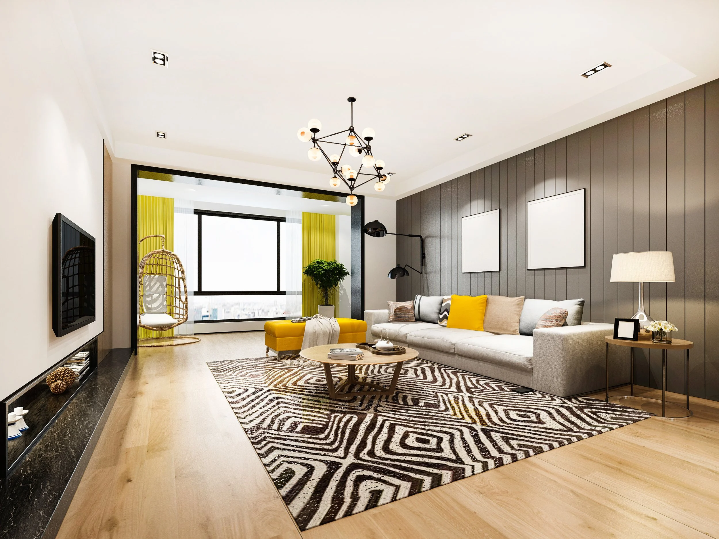 Modern dining and living room